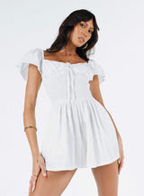 Front Row Romper Plain White