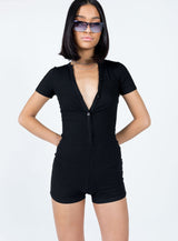 Angel Short Sleeve Romper Black