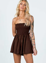 Sofia Strapless Romper Brown