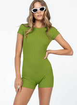 Emilio Short Sleeve Romper Green