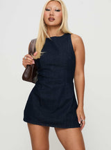 Ainsleigh Shift Denim Playsuit Mid Wash Tall