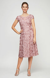 Audrey Rosette Lace Short Dress