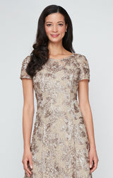 Petite Evelyn Rosette Lace Long Gown