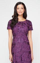 Petite Evelyn Rosette Lace Long Gown