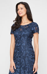 Petite Evelyn Rosette Lace Long Gown