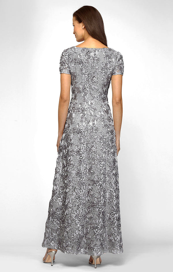 Petite Evelyn Rosette Lace Long Gown