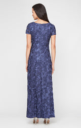 Petite Evelyn Rosette Lace Long Gown