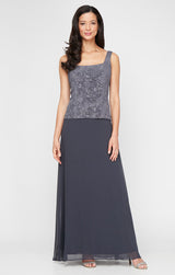 Glitter Jacquard Knit Jacket Dress with Mandarin Neckline