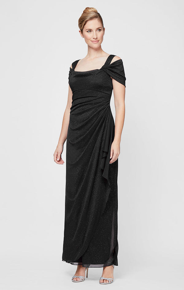 Petite Hannah Glitter Mesh Gown