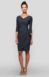 Petite Diana Cascade Ruffle Sheath Contour Dress