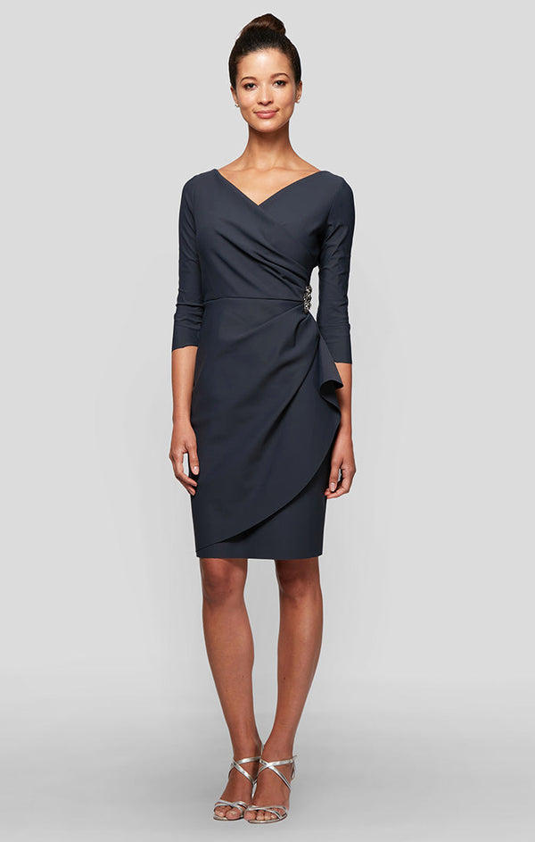 Petite Diana Cascade Ruffle Sheath Contour Dress