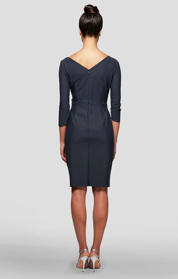 Petite Diana Cascade Ruffle Sheath Contour Dress