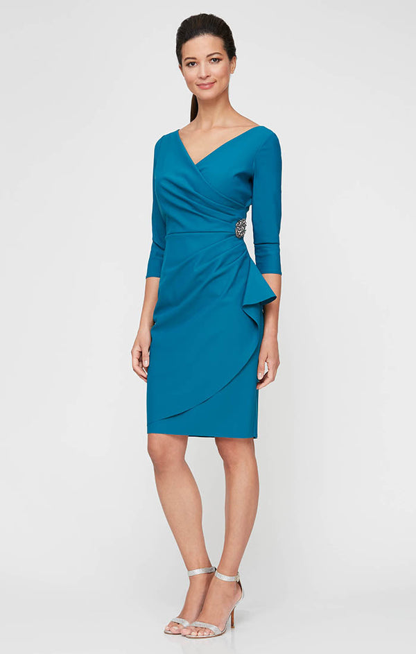 Diana Cascade Ruffle Sheath Contour Dress