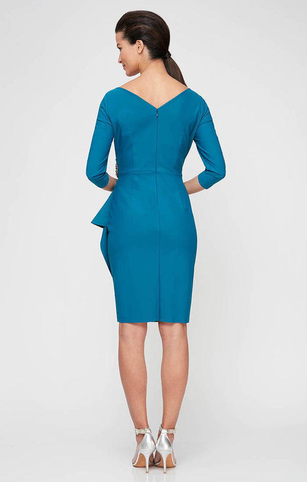 Diana Cascade Ruffle Sheath Contour Dress