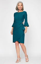 Regular - Contour Cocktail Dress with Bell Sleeves & Embellished Hip