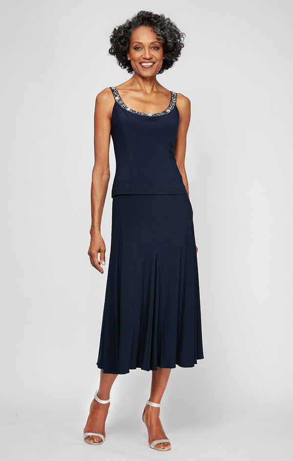 Petite Matte Jersey Jacket Dress with Beaded Trim Detail