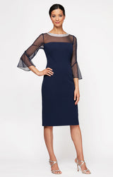 Olivia Illusion Neck Crepe Dress