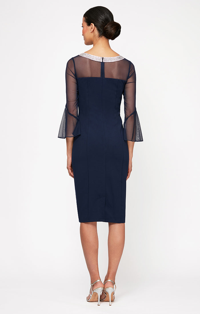 Olivia Illusion Neck Crepe Dress