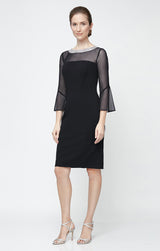 Olivia Illusion Neck Crepe Dress