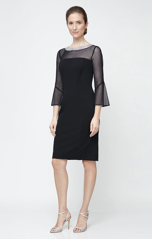 Olivia Illusion Neck Crepe Dress