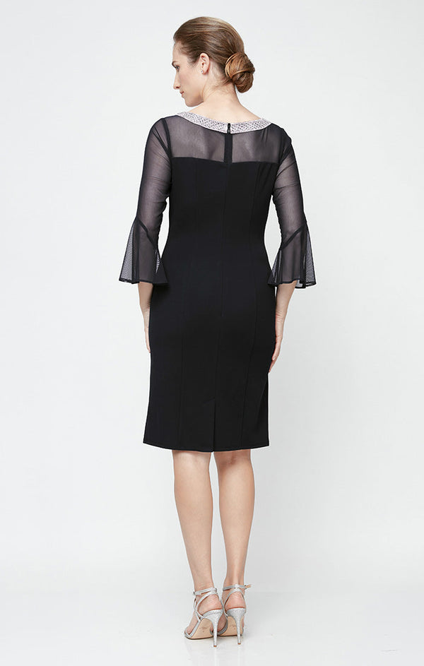 Olivia Illusion Neck Crepe Dress