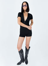 Angel Short Sleeve Romper Black