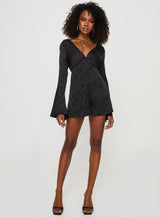 Fonda Long Sleeve Romper Black