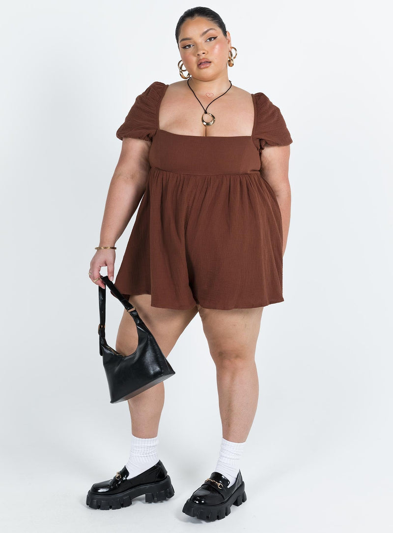 Lorna Romper Brown Curve