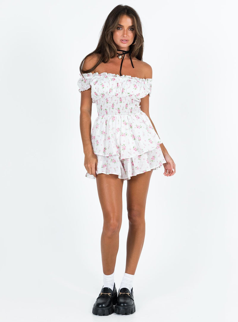 The Love Galore Romper White Floral