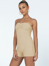 Ava Strapless Romper Beige