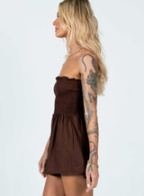 Sofia Strapless Romper Brown