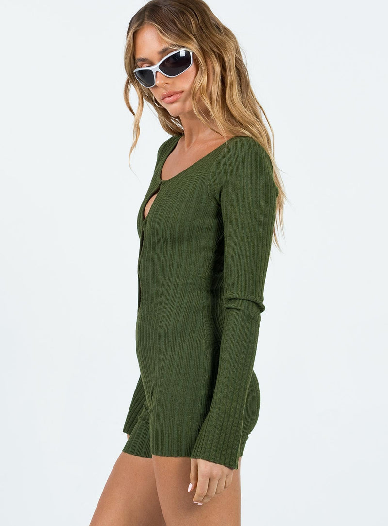 Calia Long Sleeve Romper Green