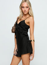 Diamonds Dancing Ruffle Detail Playsuit Black