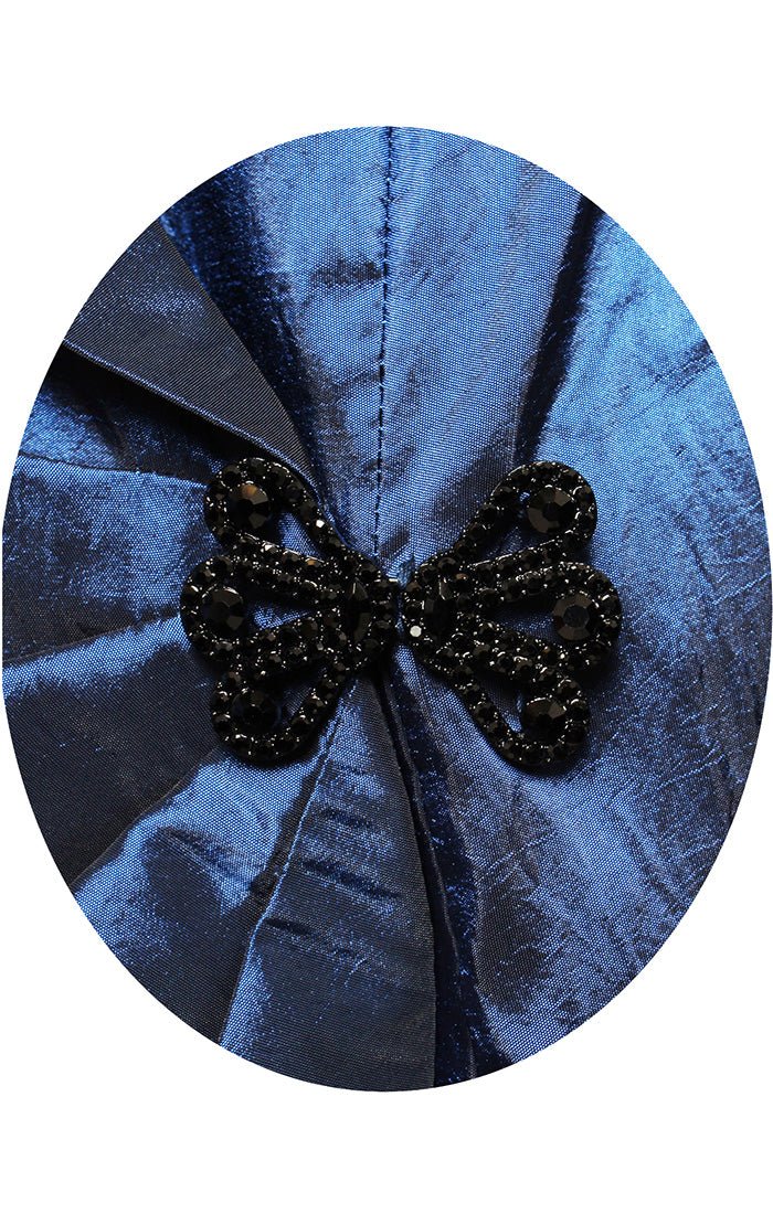 3/4 Sleeve Taffeta Blouse with Collar and Decorative Side Closure