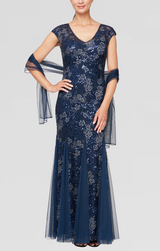 Petite - Emily Embroidered Fit and Flare Dress