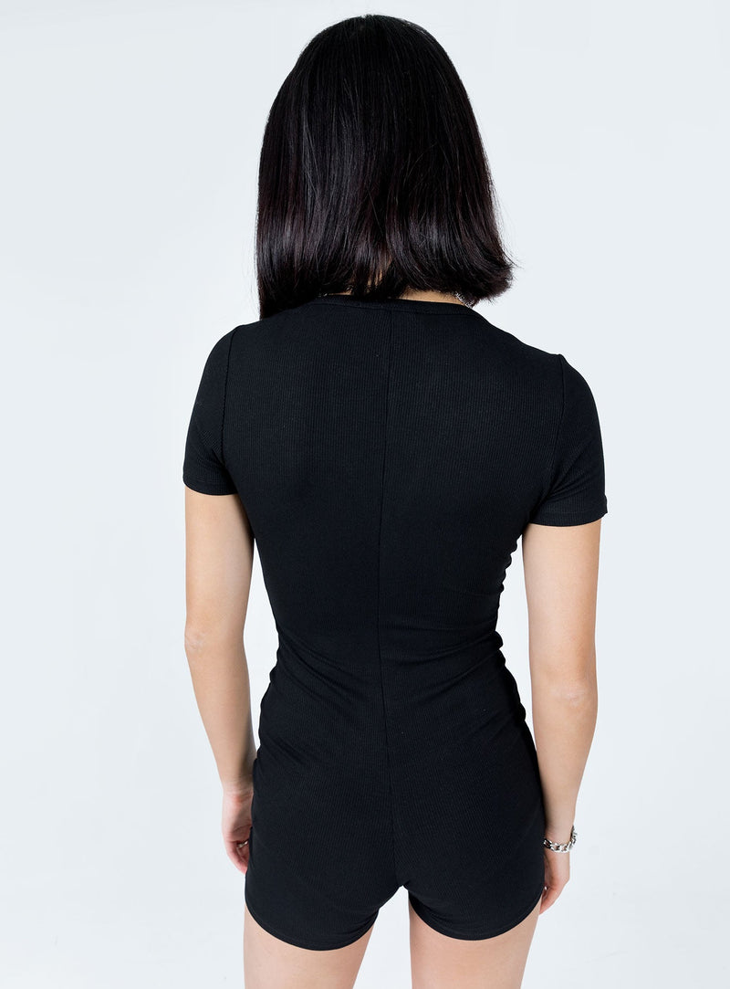 Angel Short Sleeve Romper Black