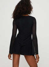 Anvar Long Sleeve Romper Black