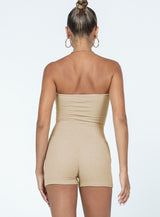 Ava Strapless Romper Beige