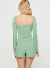 Victorine Long Sleeve Romper Sage