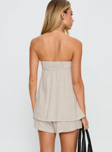 Jetsetter Strapless Playsuit Beige Stripe