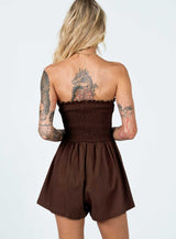 Sofia Strapless Romper Brown