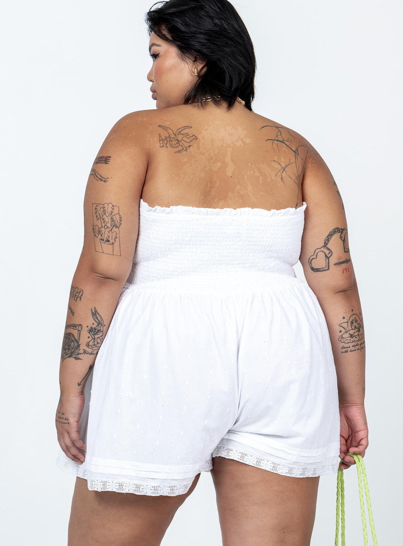 VIP Strapless Romper White Curve