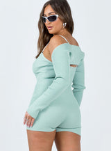 Noelene Bolero Knit Romper Blue