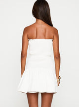 Think And Smile Strapless Tie Detail Playsuit White