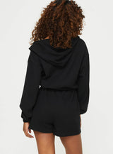 Jeanette Hooded Romper Black