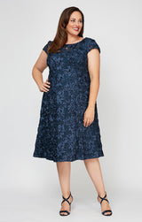 Plus Audrey Rosette Lace Short Dress