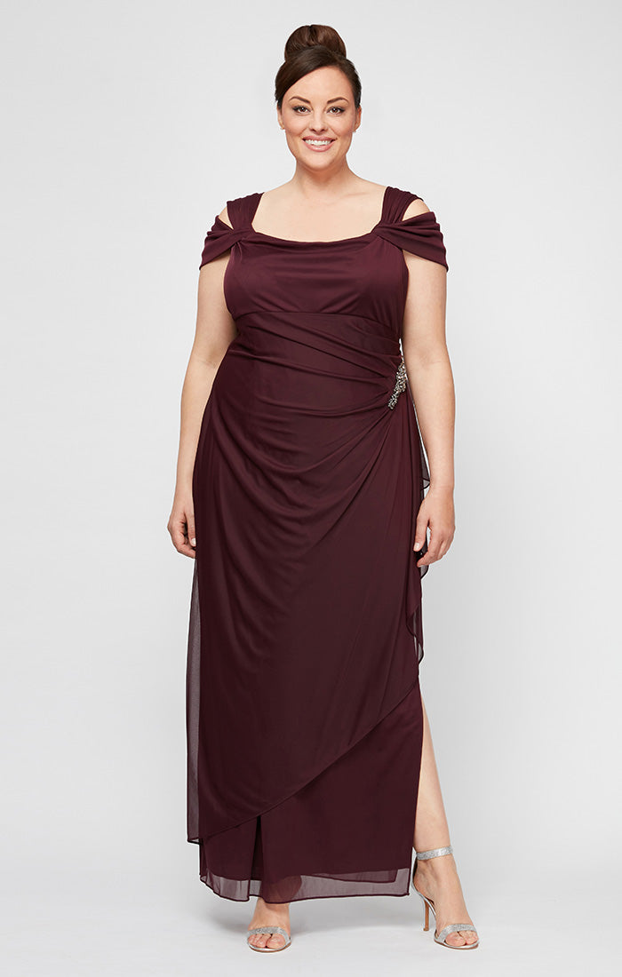 Plus- Camille Cowl Neck Gown