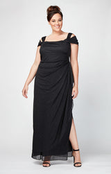Plus Hannah Glitter Mesh Gown