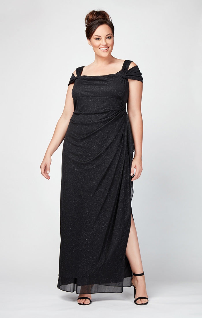 Plus Hannah Glitter Mesh Gown
