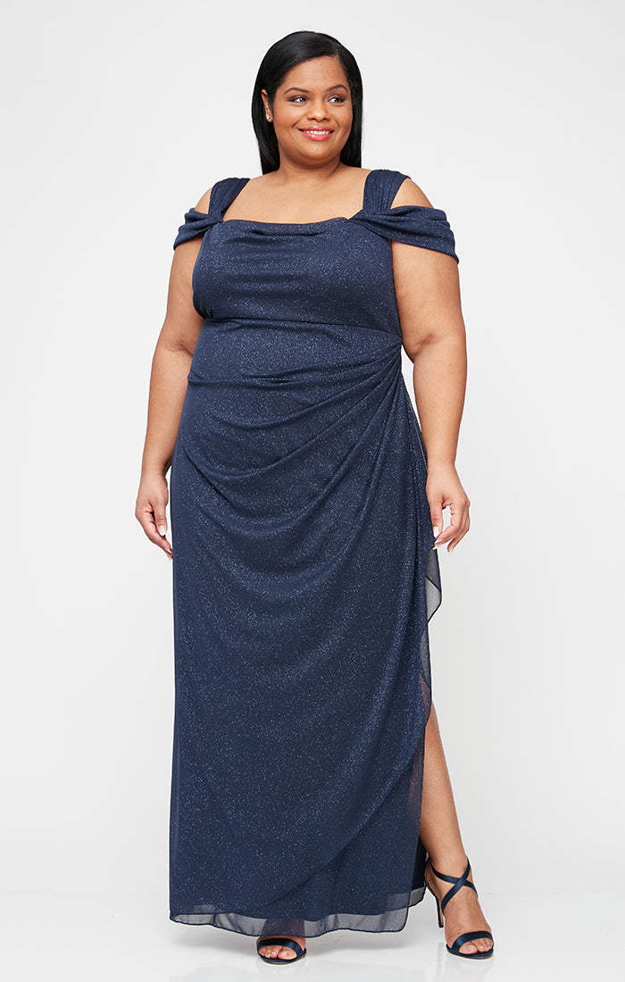 Plus Hannah Glitter Mesh Gown
